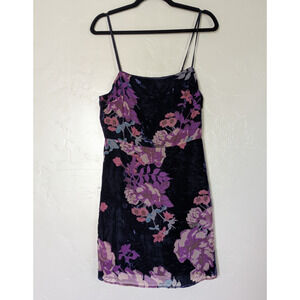 Lush Black and Purple Floral Midi Dress